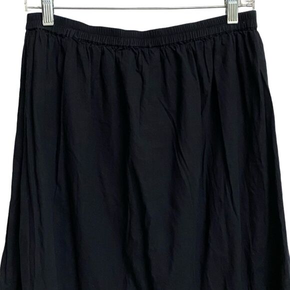 Charter Club Midi Black Skirt Size12P White Floral Embroidery Boho Hippie Emo - Picture 8 of 11